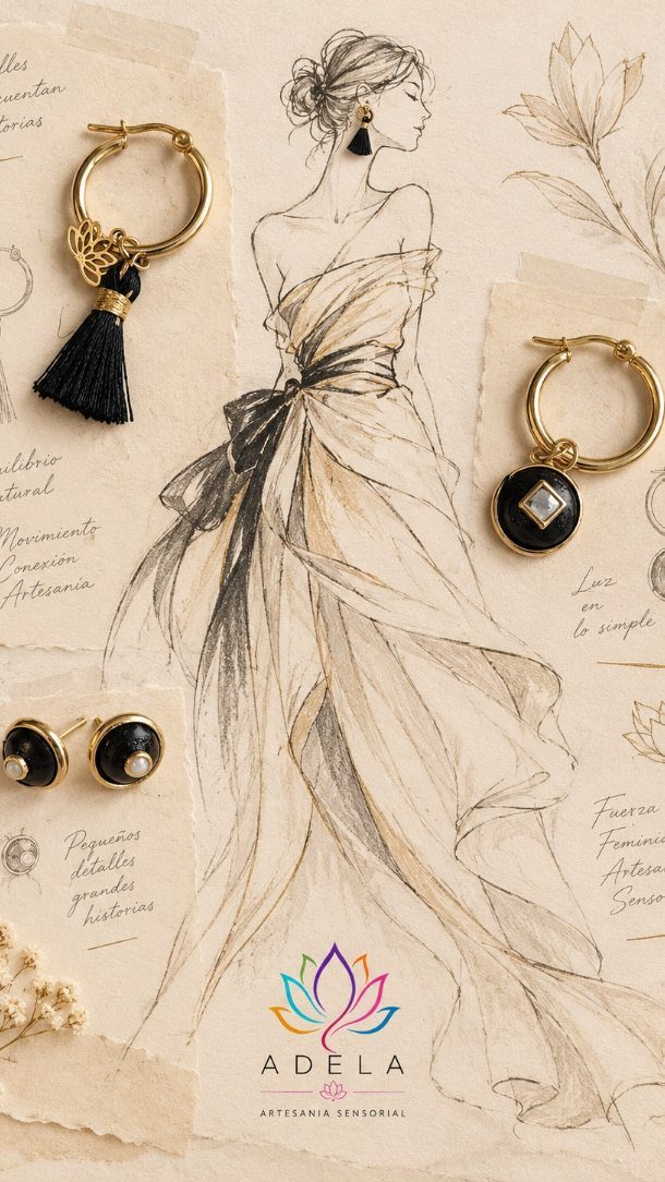 Boceto y pendientes de borla